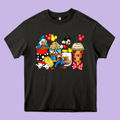 Cartoon Characters Coffee Cups Heavy Core Tee Designed By Zillion Design Studio