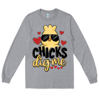 Heather Grey chicks dig me Long Sleeve Tee - MaliasSmallBusiness