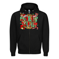 Black holly jolly christmas Zipper Hoodie - MaliasSmallBusiness