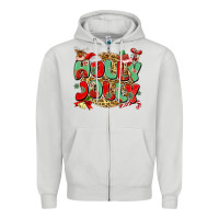 Dove Grey holly jolly christmas Zipper Hoodie - MaliasSmallBusiness