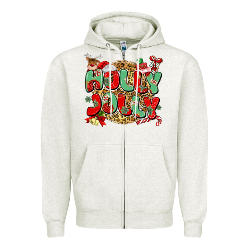 Holly Jolly Christmas Zipper Hoodie by MaliasSmallBusiness | Teevron