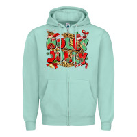 Seafoam holly jolly christmas Zipper Hoodie - MaliasSmallBusiness