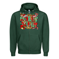 Sports Green holly jolly christmas Zipper Hoodie - MaliasSmallBusiness