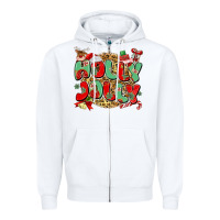 White holly jolly christmas Zipper Hoodie - MaliasSmallBusiness