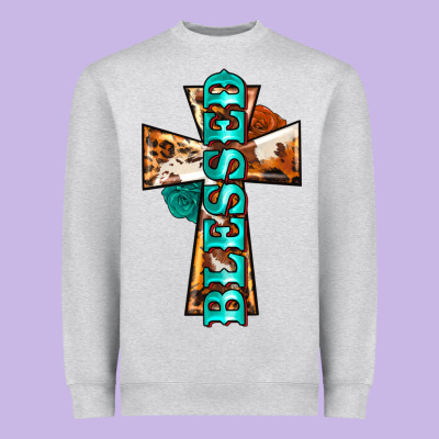 Blessed Cross Heavyweight Sweatshirt Designed By Barkaloodesign