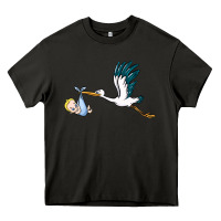 Asphalt stork with baby boy Heavy Core Tee - BarkalooDesign