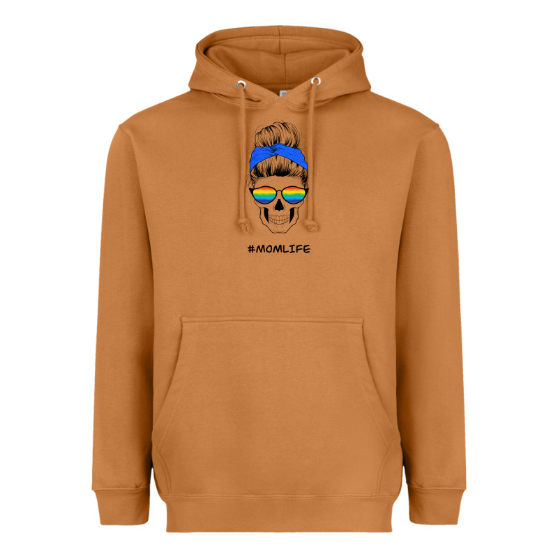 Blue Glitter Rainbow Mom Skull Heavyweight Hoodie by Bettercallsaul | Teevron