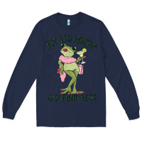 Navy i'm too much go find less boujee frog Long Sleeve Tee - MaliasSmallBusiness