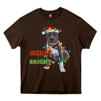 Chocolate Brown merry and bright pitbull Heavy Core Tee - RanaPortraitStore