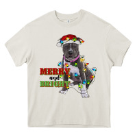 Cream merry and bright pitbull Heavy Core Tee - RanaPortraitStore