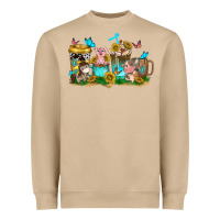 Mushroom farm cute animals with sunflower coffee cups Heavyweight Sweatshirt - NancyCooperArtShop