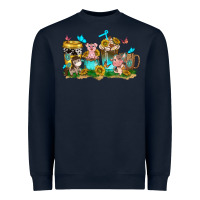 Navy farm cute animals with sunflower coffee cups Heavyweight Sweatshirt - NancyCooperArtShop