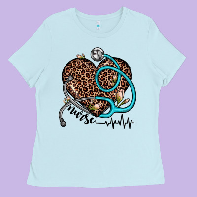 Nurse Leopard Heart Ladies Tee Designed By Jahusdesignshop