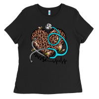 Black nurse leopard heart Ladies Tee - JahusDesignShop