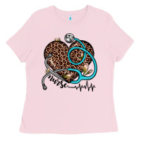 Bubblegum Pink nurse leopard heart Ladies Tee - JahusDesignShop