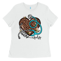 White nurse leopard heart Ladies Tee - JahusDesignShop