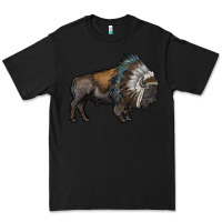 Black bison with indian headdress Premium Tee - RanaPortraitStore