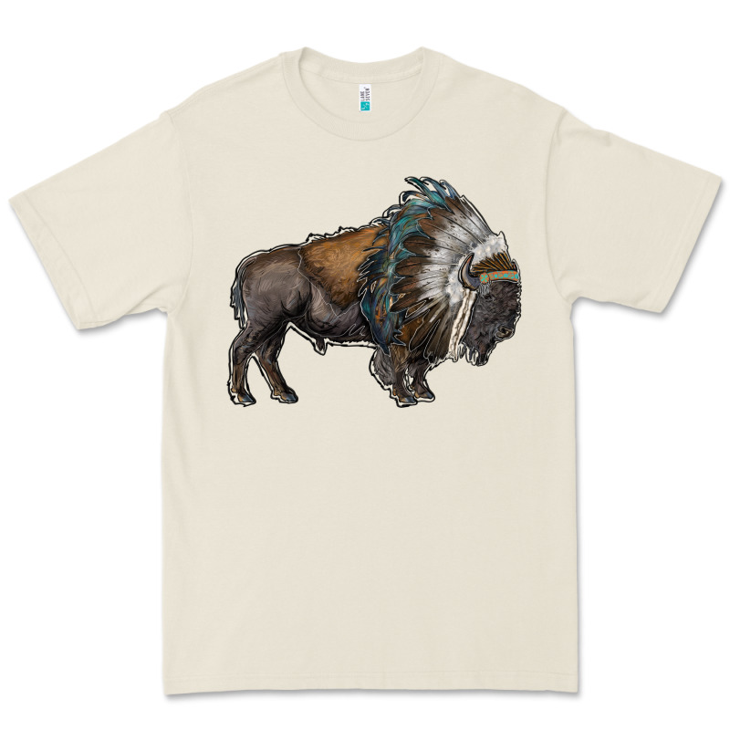 Bison With Indian Headdress Premium Tee by RanaPortraitStore | Teevron