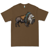 Cacao bison with indian headdress Premium Tee - RanaPortraitStore