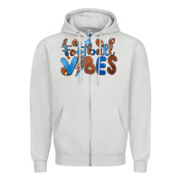 Dove Grey football vibes Zipper Hoodie - MaliasSmallBusiness