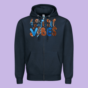 Football Vibes Zipper Hoodie Designed By Maliassmallbusiness