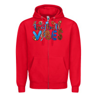 Red football vibes Zipper Hoodie - MaliasSmallBusiness