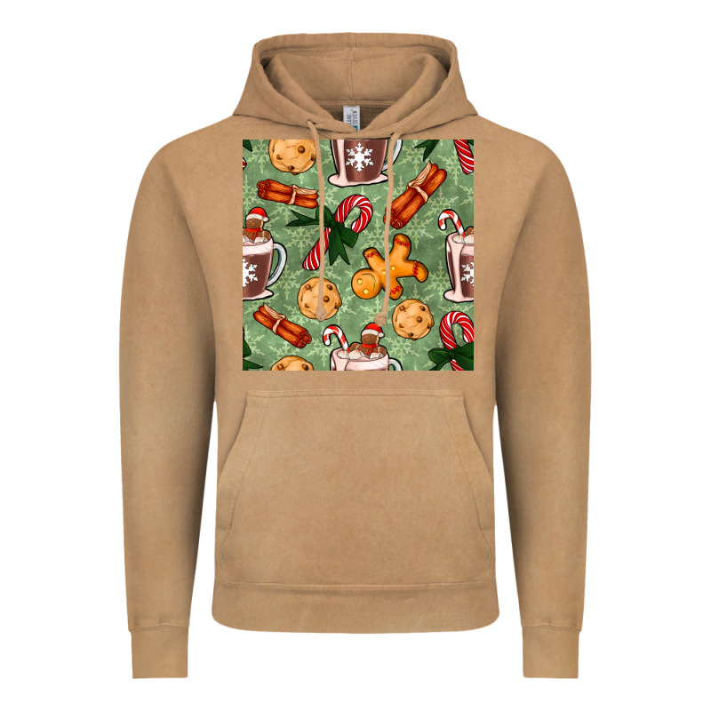 Christmas Hot Chocolate And Cookies Seamless Pattern Vintage Hoodie by BundleAndBundleShop | Teevron