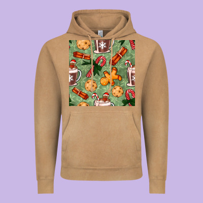 Christmas Hot Chocolate And Cookies Seamless Pattern Vintage Hoodie Designed By Bundleandbundleshop
