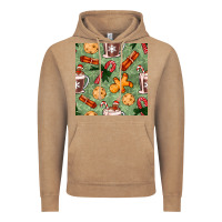 Vintage Coffee christmas hot chocolate and cookies seamless pattern Vintage Hoodie - BundleAndBundleShop