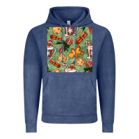 Vintage Denim christmas hot chocolate and cookies seamless pattern Vintage Hoodie - BundleAndBundleShop