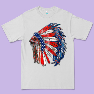 American Flag Indian Headdress Premium Tee Designed By Ranaportraitstore