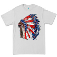 Dove Grey american flag indian headdress Premium Tee - RanaPortraitStore