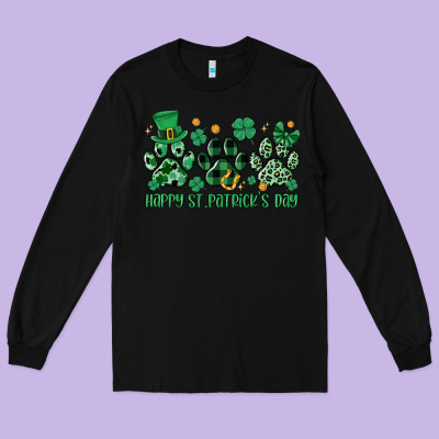 Happy St.patrick's Day Long Sleeve Tee Designed By Maliassmallbusiness