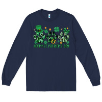 Navy happy st.patrick's day Long Sleeve Tee - MaliasSmallBusiness