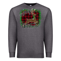Charcoal Heather Merry Christmas Deer Premium Sweatshirt - Bettercallsaul