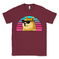 Burgundy doge coin bitcoin hodl retro sunset Classic Tee - Jasminsmagicworld