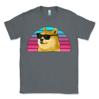 Charcoal Heather doge coin bitcoin hodl retro sunset Classic Tee - Jasminsmagicworld