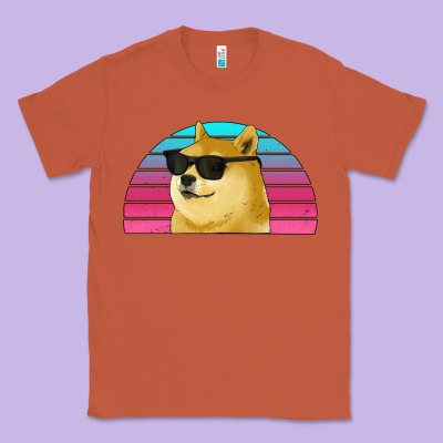 Doge Coin Bitcoin Hodl Retro Sunset Classic Tee Designed By Jasminsmagicworld