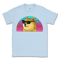 Dusty Blue doge coin bitcoin hodl retro sunset Classic Tee - Jasminsmagicworld