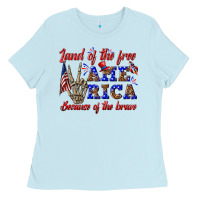 Baby Blue land of the free america because of the brave Ladies Tee - texasbilliewilder