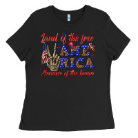Black land of the free america because of the brave Ladies Tee - texasbilliewilder