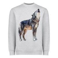 Heather Grey wolf Heavyweight Sweatshirt - LillyAllenDesigns