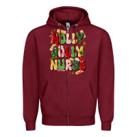 Burgundy holly jolly nurse Zipper Hoodie - MaliasSmallBusiness