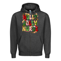 Charcoal Heather holly jolly nurse Zipper Hoodie - MaliasSmallBusiness