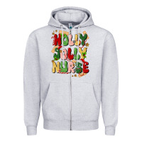 Heather Grey holly jolly nurse Zipper Hoodie - MaliasSmallBusiness