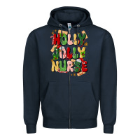 Navy holly jolly nurse Zipper Hoodie - MaliasSmallBusiness
