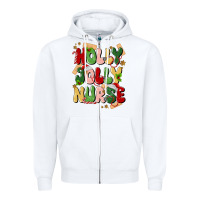 White holly jolly nurse Zipper Hoodie - MaliasSmallBusiness
