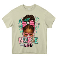 Mossy afro messy bun nurse life Heavy Core Tee - texasbilliewilder