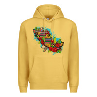 Antique Gold Mexico Map with Leopard and Sunflowers Premium Hoodie - texasbilliewilder