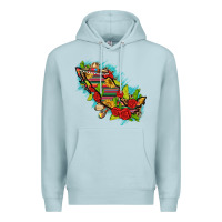 Blue Mist Mexico Map with Leopard and Sunflowers Premium Hoodie - texasbilliewilder